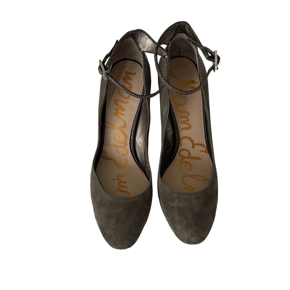 Sam Edelman Gray Suede Pumps with Ankle Strap and 4” Heels. Size 9.5 - Picture 3 of 10